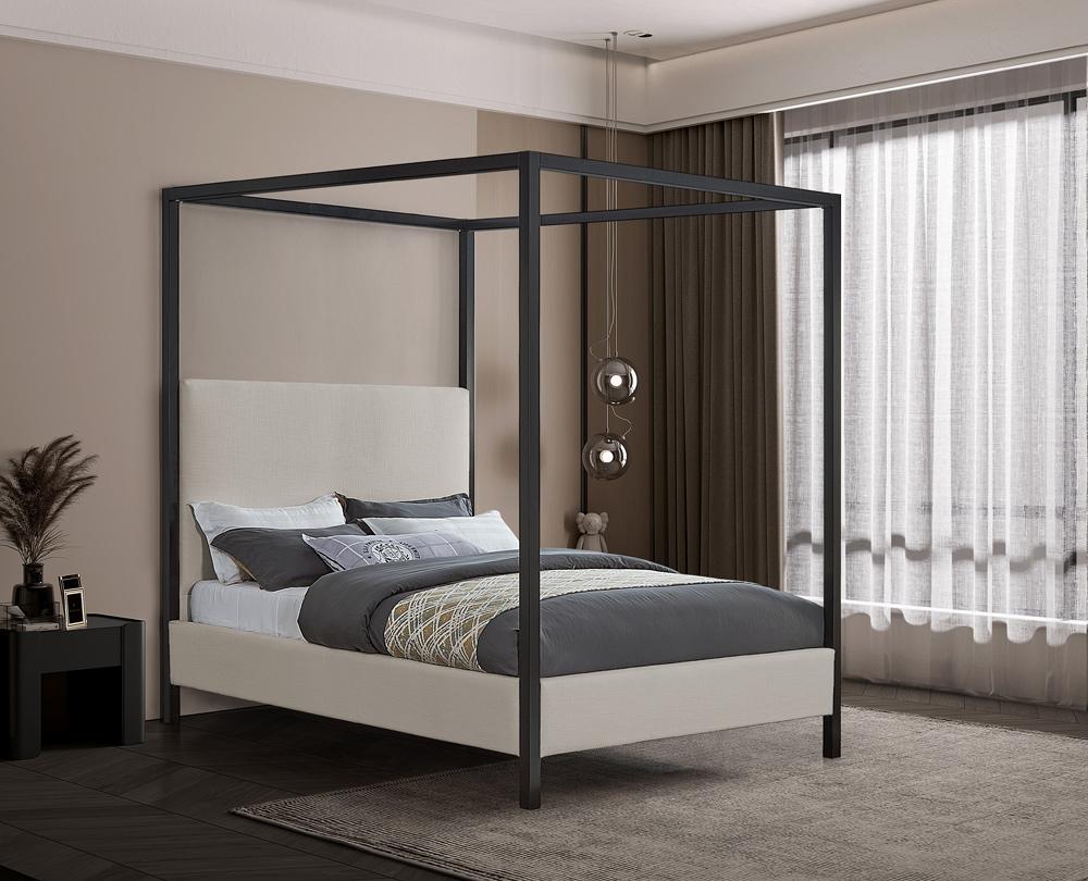Meridian Furniture - James Beige Linen Textured Fabric King Bed - JamesBeige-K veiw 2