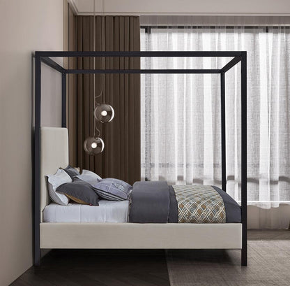 Meridian Furniture - James Beige Linen Textured Fabric King Bed - JamesBeige-K veiw 5