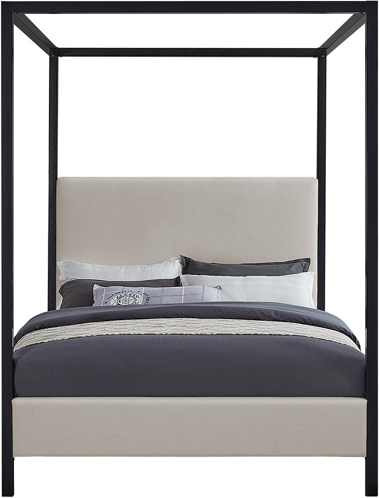 Meridian Furniture - James Beige Linen Textured Fabric Queen Bed - JamesBeige-Q veiw 3