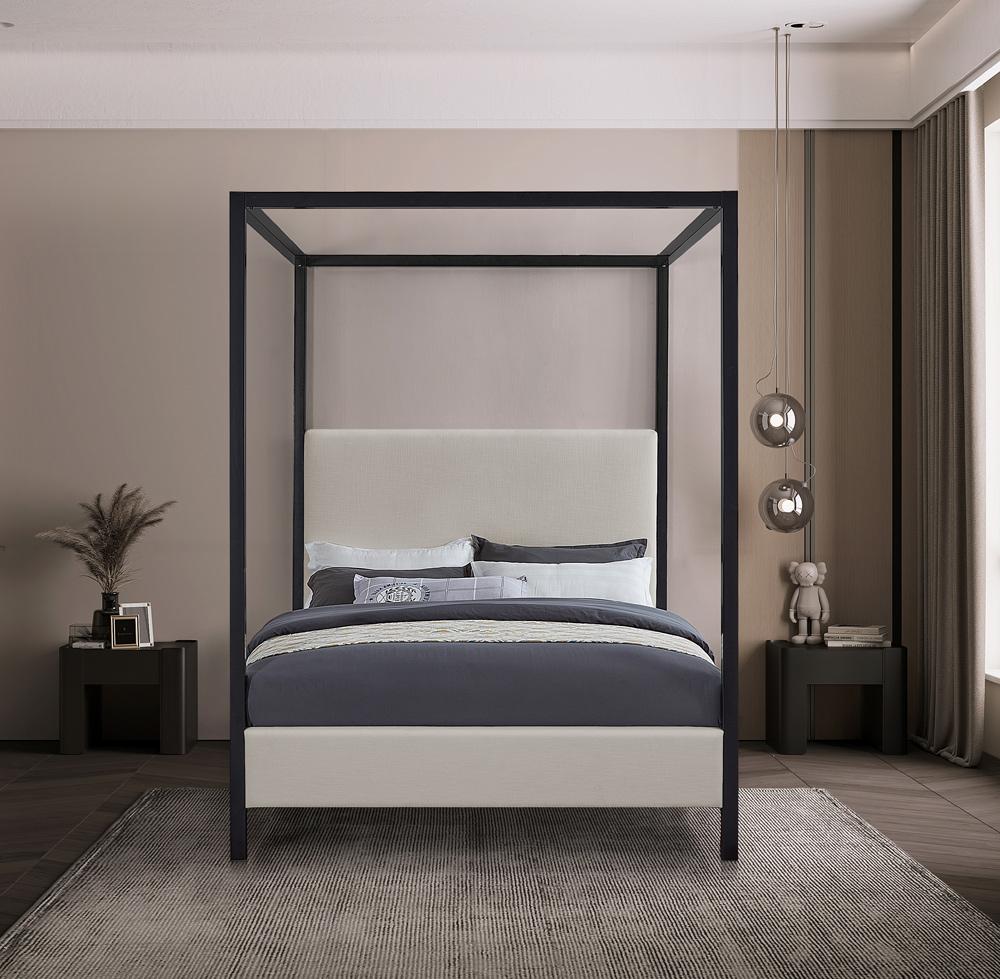 Meridian Furniture - James Beige Linen Textured Fabric Queen Bed - JamesBeige-Q veiw 4