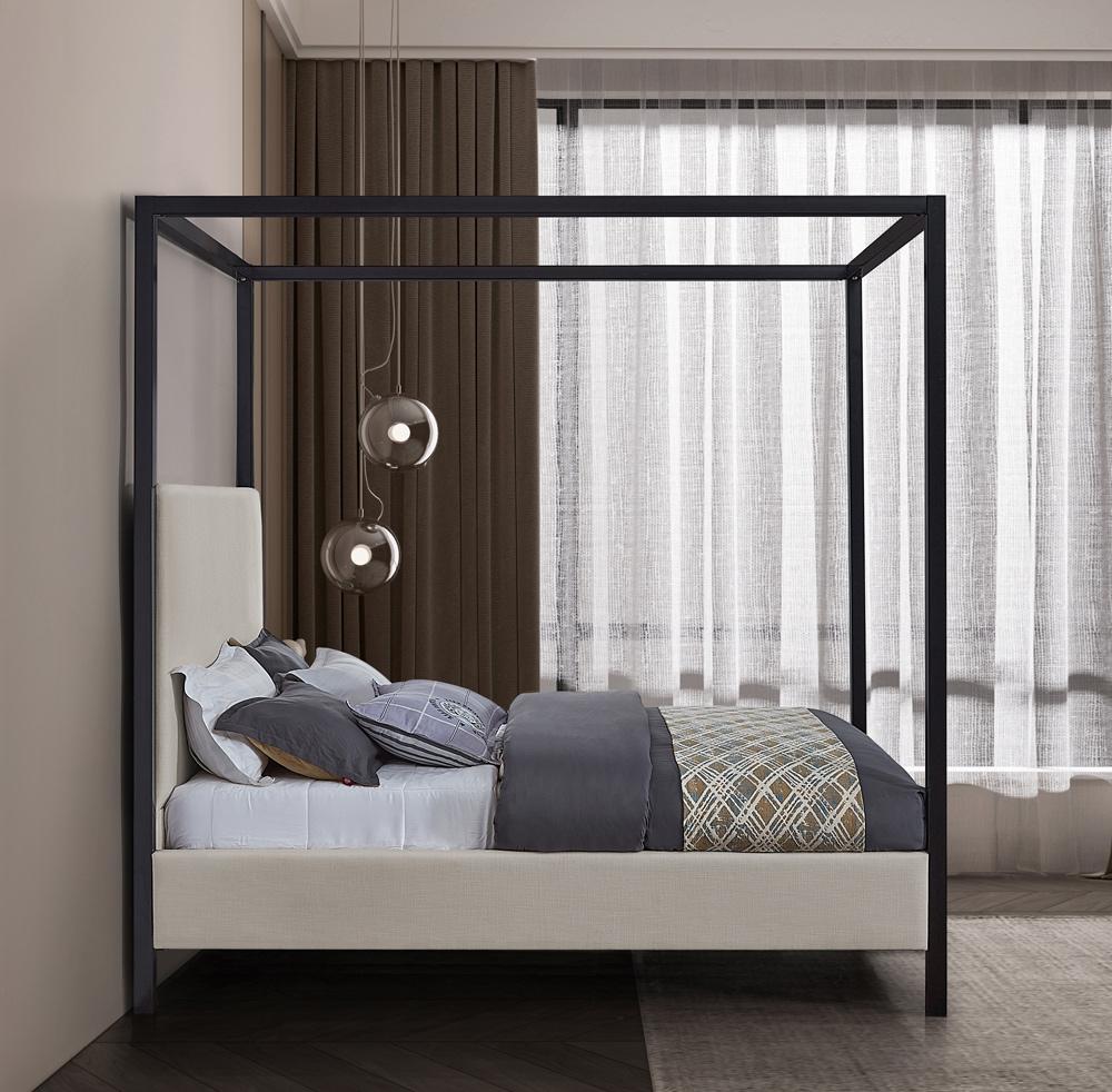 Meridian Furniture - James Beige Linen Textured Fabric Queen Bed - JamesBeige-Q veiw 5