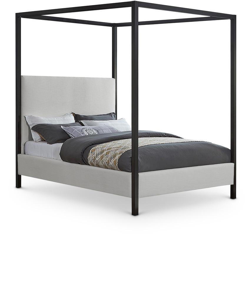 Meridian Furniture - James Cream Linen Textured Fabric Full Bed - JamesCream-F veiw 1