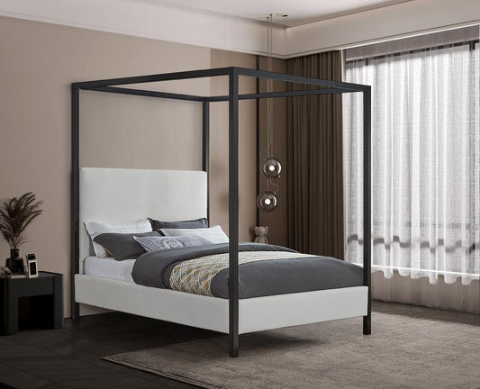 Meridian Furniture - James Cream Linen Textured Fabric Full Bed - JamesCream-F veiw 2