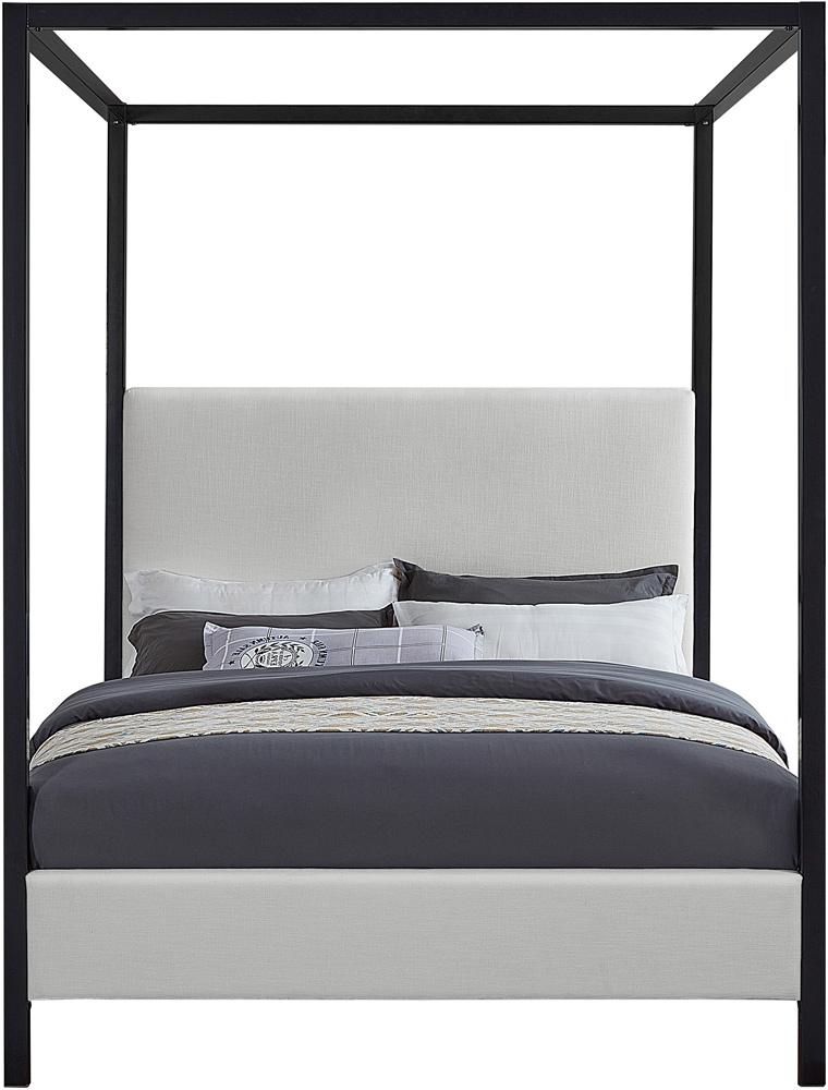 Meridian Furniture - James Cream Linen Textured Fabric Full Bed - JamesCream-F veiw 3
