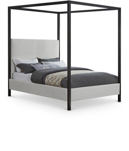 Meridian Furniture - James Cream Linen Textured Fabric King Bed - JamesCream-K veiw 1