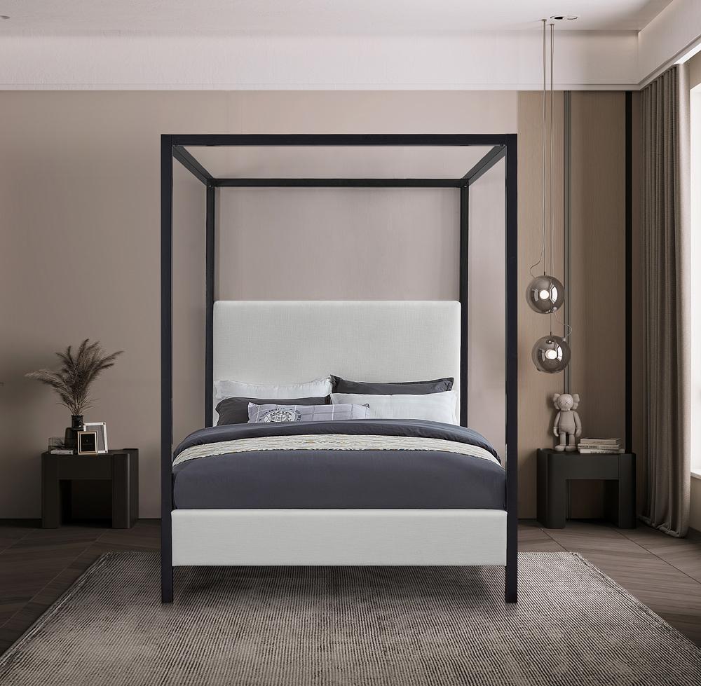 Meridian Furniture - James Cream Linen Textured Fabric King Bed - JamesCream-K veiw 4