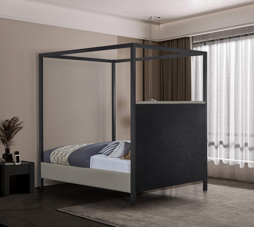 Meridian Furniture - James Grey Linen Textured Fabric Full Bed - JamesGrey-F veiw 6