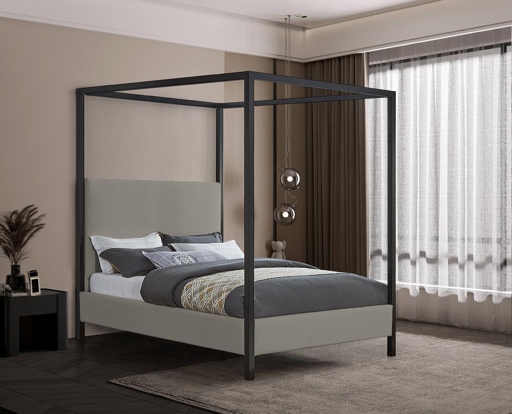 Meridian Furniture - James Grey Linen Textured Fabric King Bed - JamesGrey-K veiw 2