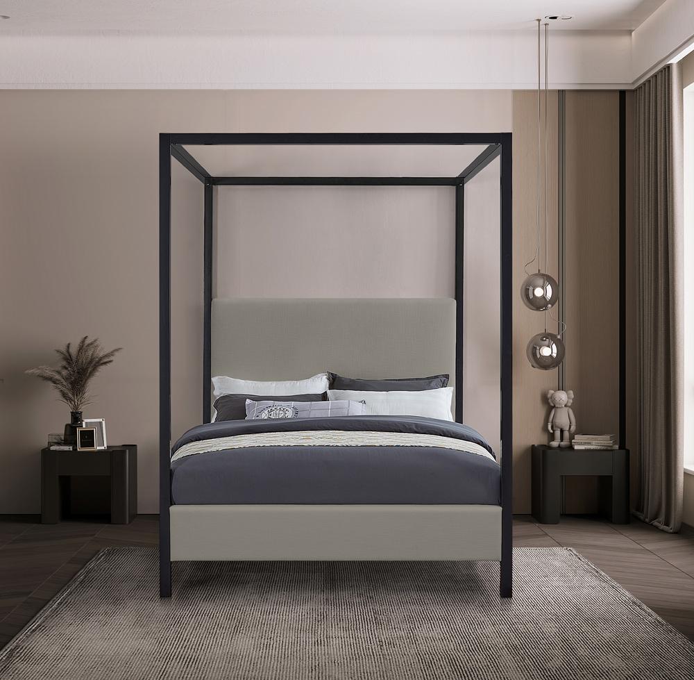 Meridian Furniture - James Grey Linen Textured Fabric King Bed - JamesGrey-K veiw 4