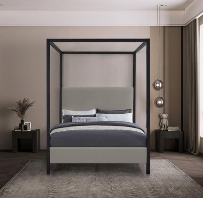 Meridian Furniture - James Grey Linen Textured Fabric King Bed - JamesGrey-K veiw 4