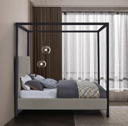 Meridian Furniture - James Grey Linen Textured Fabric King Bed - JamesGrey-K veiw 5