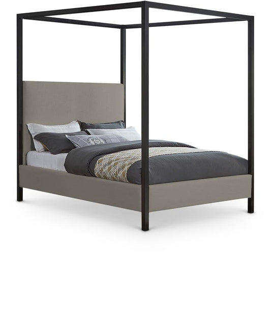 Meridian Furniture - James Grey Linen Textured Fabric Queen Bed - JamesGrey-Q veiw 1