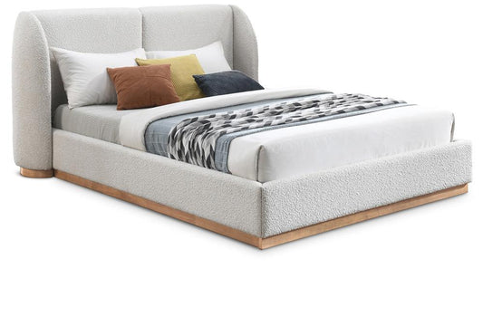 Meridian Furniture - Jardin Cream Boucle Fabric Full Bed - JardinCream-F veiw 1