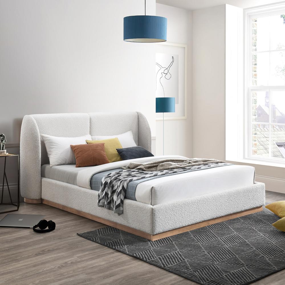 Meridian Furniture - Jardin Cream Boucle Fabric Full Bed - JardinCream-F veiw 2