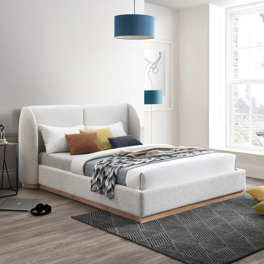 Meridian Furniture - Jardin Cream Boucle Fabric Full Bed - JardinCream-F veiw 2