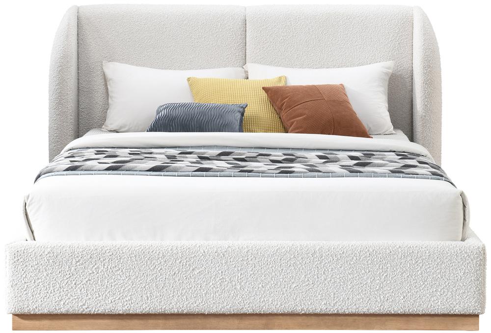 Meridian Furniture - Jardin Cream Boucle Fabric Queen Bed - JardinCream-Q veiw 3
