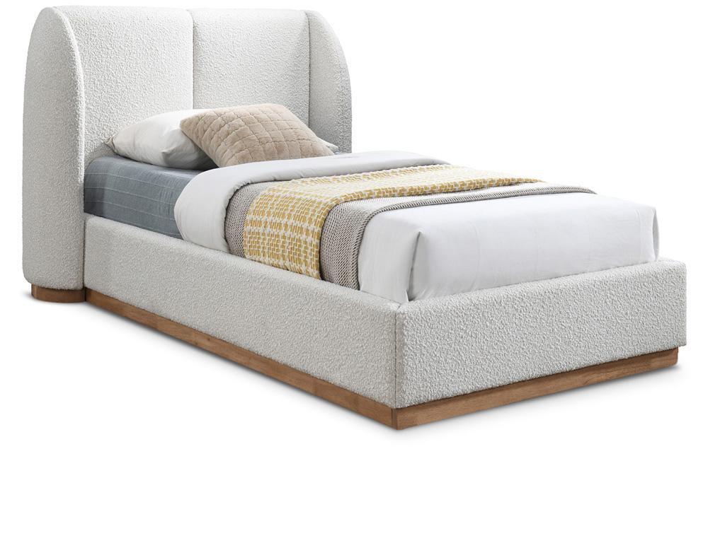 Meridian Furniture - Jardin Cream Boucle Fabric Twin Bed - JardinCream-T veiw 1
