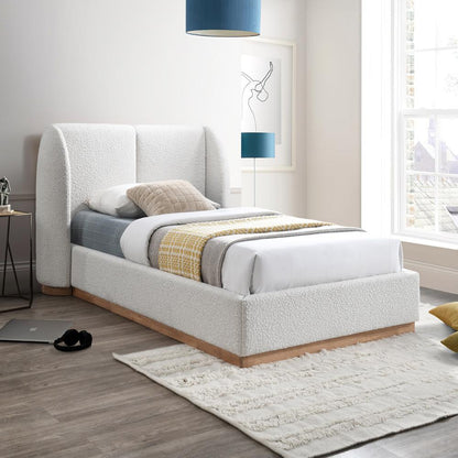 Meridian Furniture - Jardin Cream Boucle Fabric Twin Bed - JardinCream-T veiw 2