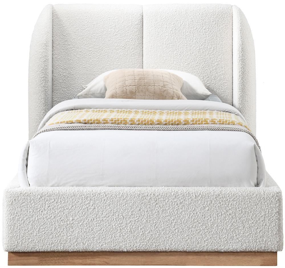 Meridian Furniture - Jardin Cream Boucle Fabric Twin Bed - JardinCream-T veiw 3