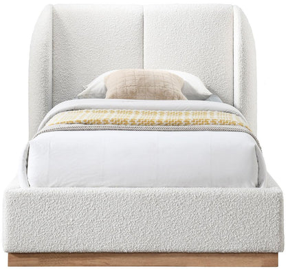 Meridian Furniture - Jardin Cream Boucle Fabric Twin Bed - JardinCream-T veiw 3