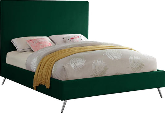 Meridian Furniture - Jasmine Green Velvet Full Bed - JasmineGreen-F veiw 2