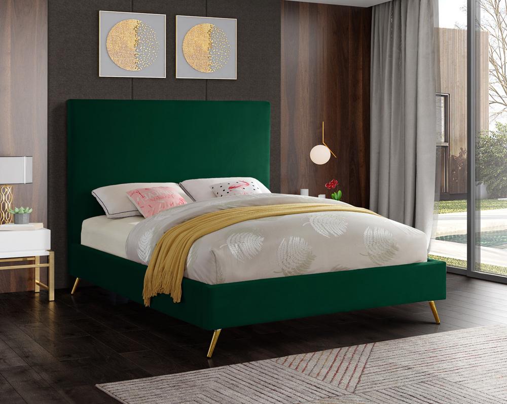 Meridian Furniture - Jasmine Green Velvet Full Bed - JasmineGreen-F veiw 4