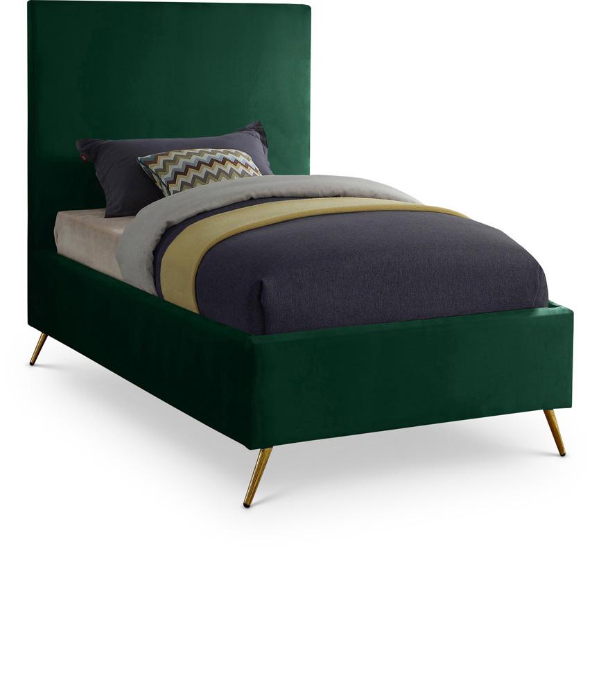 Meridian Furniture - Jasmine Green Velvet Twin Bed - JasmineGreen-T veiw 1