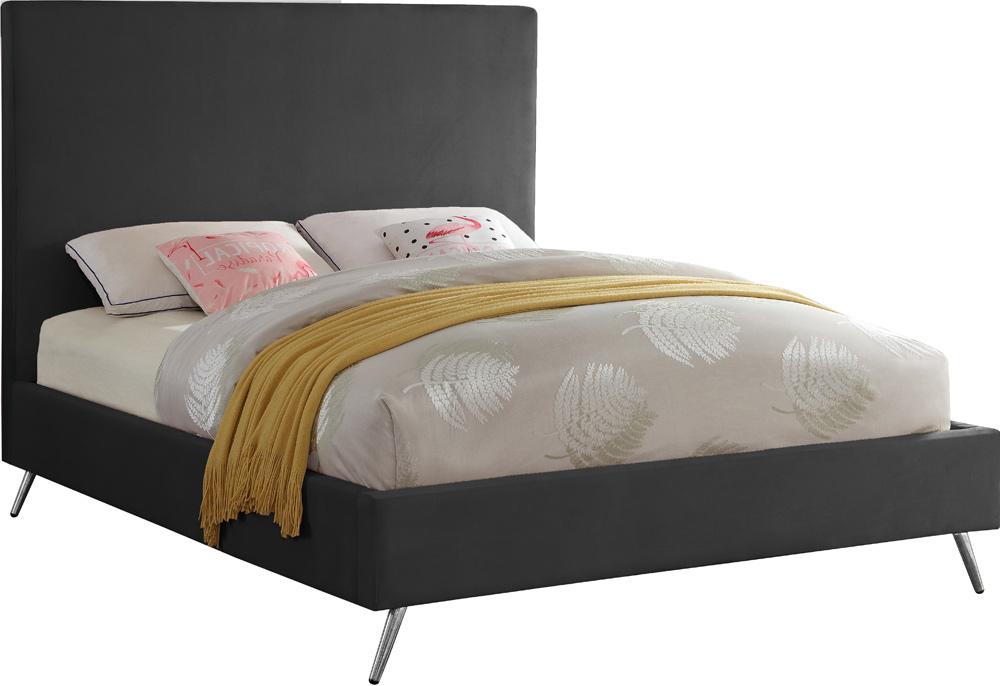 Meridian Furniture - Jasmine Grey Velvet King Bed - JasmineGrey-K veiw 2