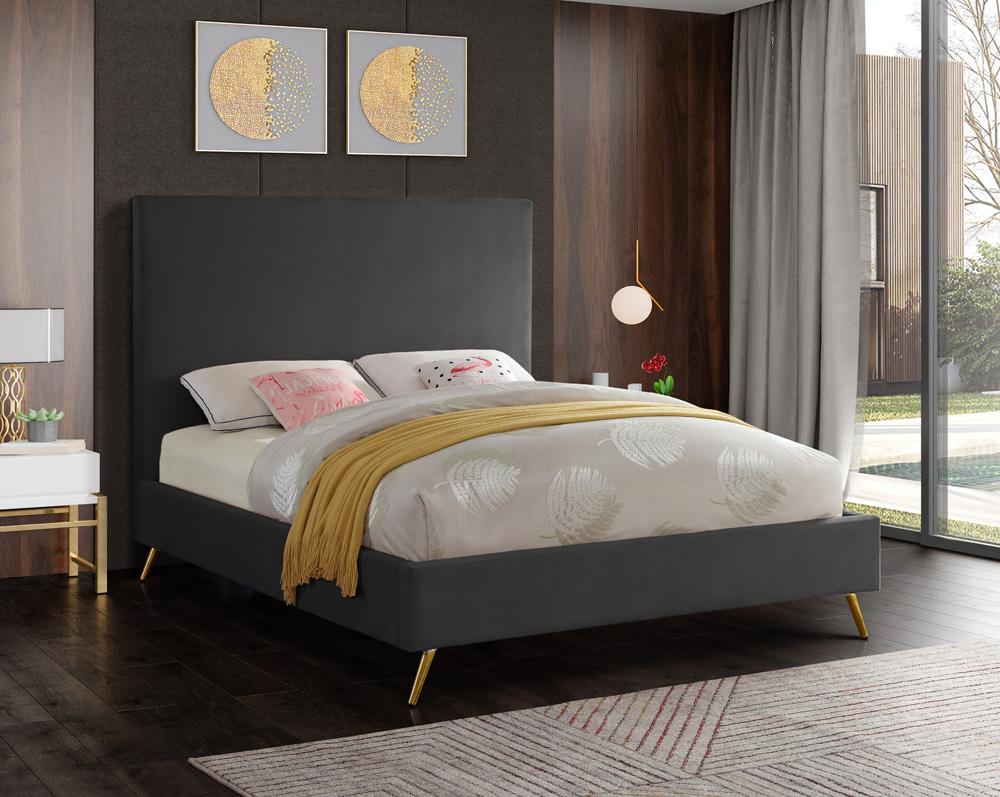 Meridian Furniture - Jasmine Grey Velvet King Bed - JasmineGrey-K veiw 4
