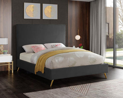 Meridian Furniture - Jasmine Grey Velvet King Bed - JasmineGrey-K veiw 4
