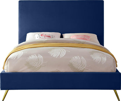 Meridian Furniture - Jasmine Navy Velvet Full Bed - JasmineNavy-F veiw 5