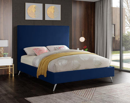 Meridian Furniture - Jasmine Navy Velvet King Bed - JasmineNavy-K veiw 3