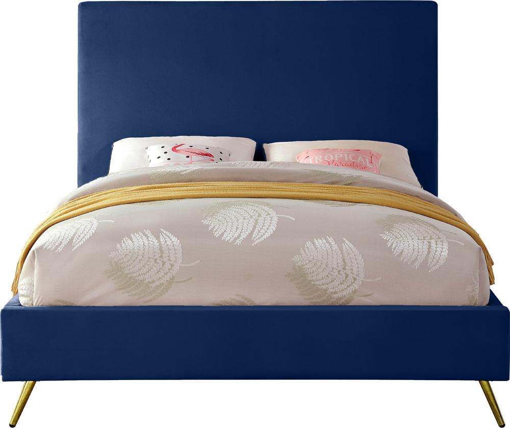 Meridian Furniture - Jasmine Navy Velvet King Bed - JasmineNavy-K veiw 5