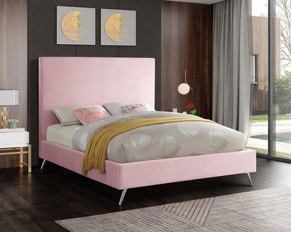 Meridian Furniture - Jasmine Pink Velvet Full Bed - JasminePink-F veiw 3