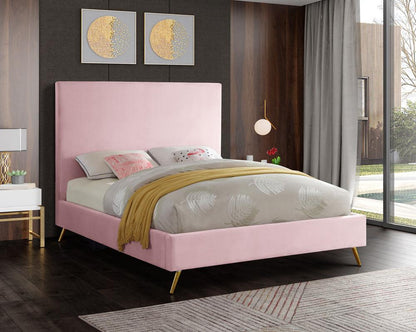 Meridian Furniture - Jasmine Pink Velvet Full Bed - JasminePink-F veiw 4