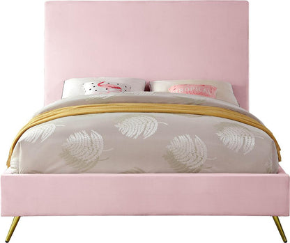 Meridian Furniture - Jasmine Pink Velvet Full Bed - JasminePink-F veiw 5