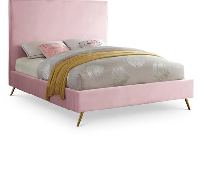 Meridian Furniture - Jasmine Pink Velvet King Bed - JasminePink-K veiw 1