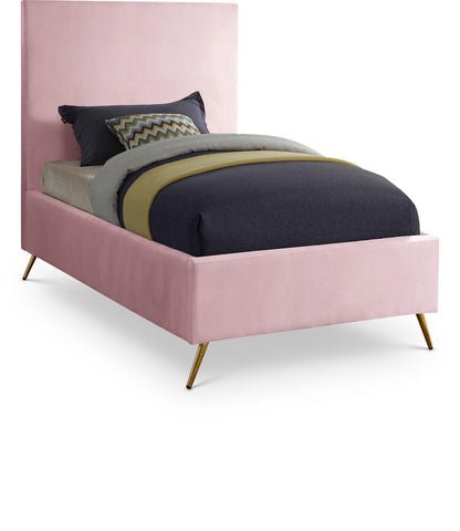 Meridian Furniture - Jasmine Pink Velvet Twin Bed - JasminePink-T veiw 1