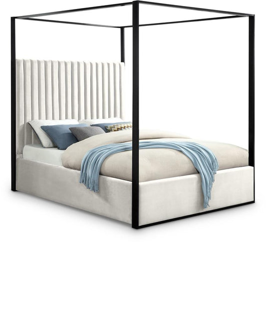 Meridian Furniture - Jax Cream Velvet King Bed - JaxCream-K veiw 1