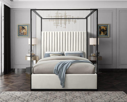 Meridian Furniture - Jax Cream Velvet King Bed - JaxCream-K veiw 4