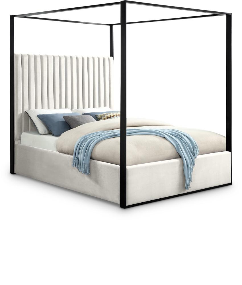 Meridian Furniture - Jax Cream Velvet Queen Bed - JaxCream-Q veiw 1