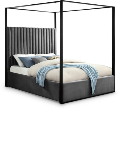 Meridian Furniture - Jax Grey Velvet King Bed - JaxGrey-K veiw 1
