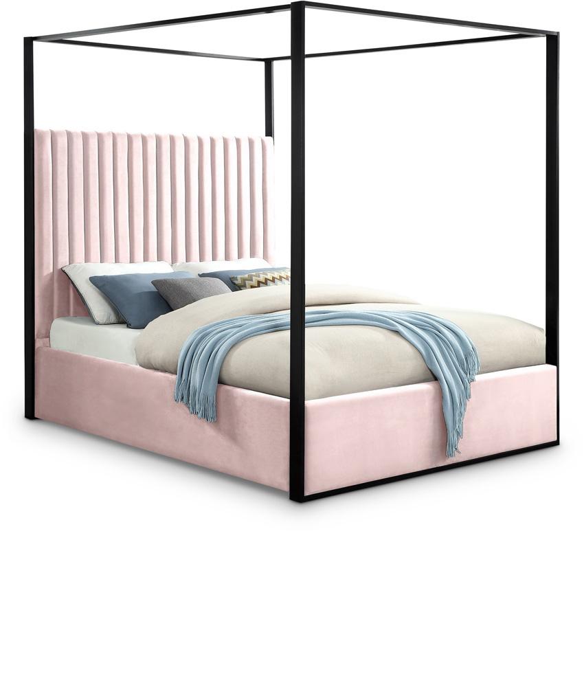 Meridian Furniture - Jax Pink Velvet King Bed - JaxPink-K veiw 1