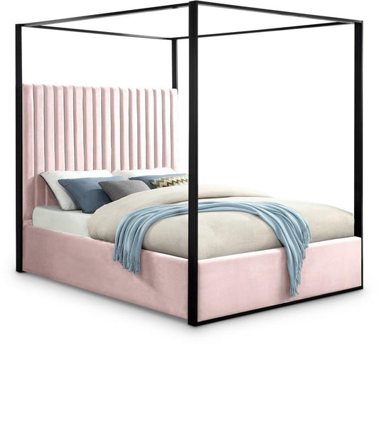 Meridian Furniture - Jax Pink Velvet Queen Bed - JaxPink-Q veiw 1
