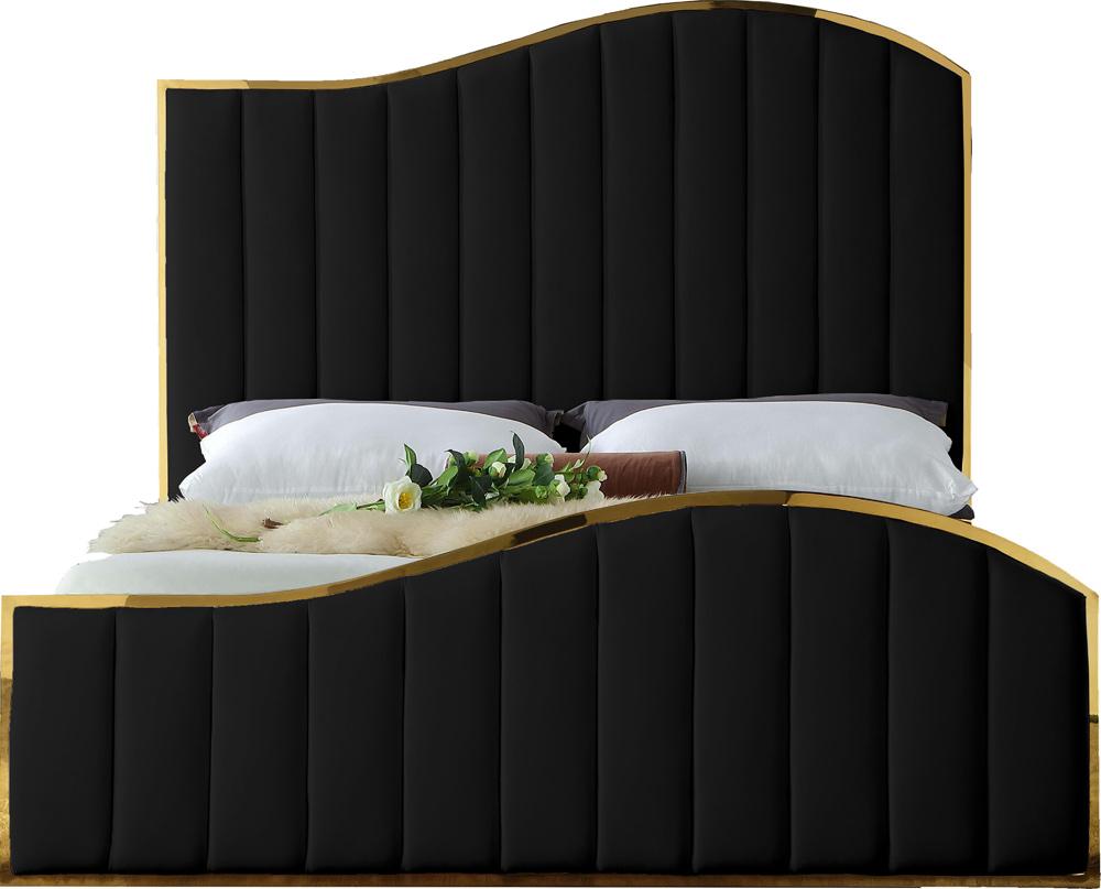 Meridian Furniture - Jolie Black Velvet Queen Bed - JolieBlack-Q veiw 3