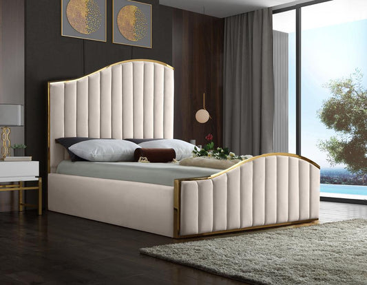 Meridian Furniture - Jolie Cream Velvet King Bed - JolieCream-K veiw 2