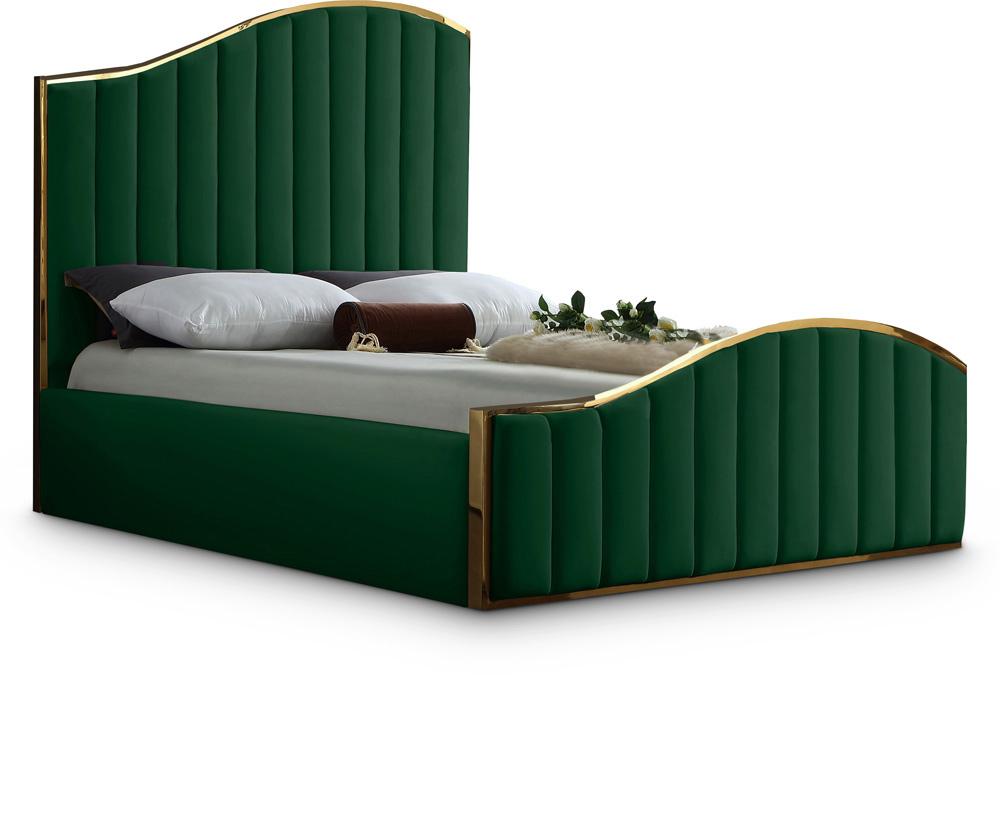 Meridian Furniture - Jolie Green Velvet Queen Bed - JolieGreen-Q veiw 1