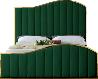 Meridian Furniture - Jolie Green Velvet Queen Bed - JolieGreen-Q veiw 3