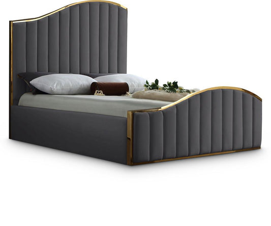 Meridian Furniture - Jolie Grey Velvet King Bed - JolieGrey-K veiw 1