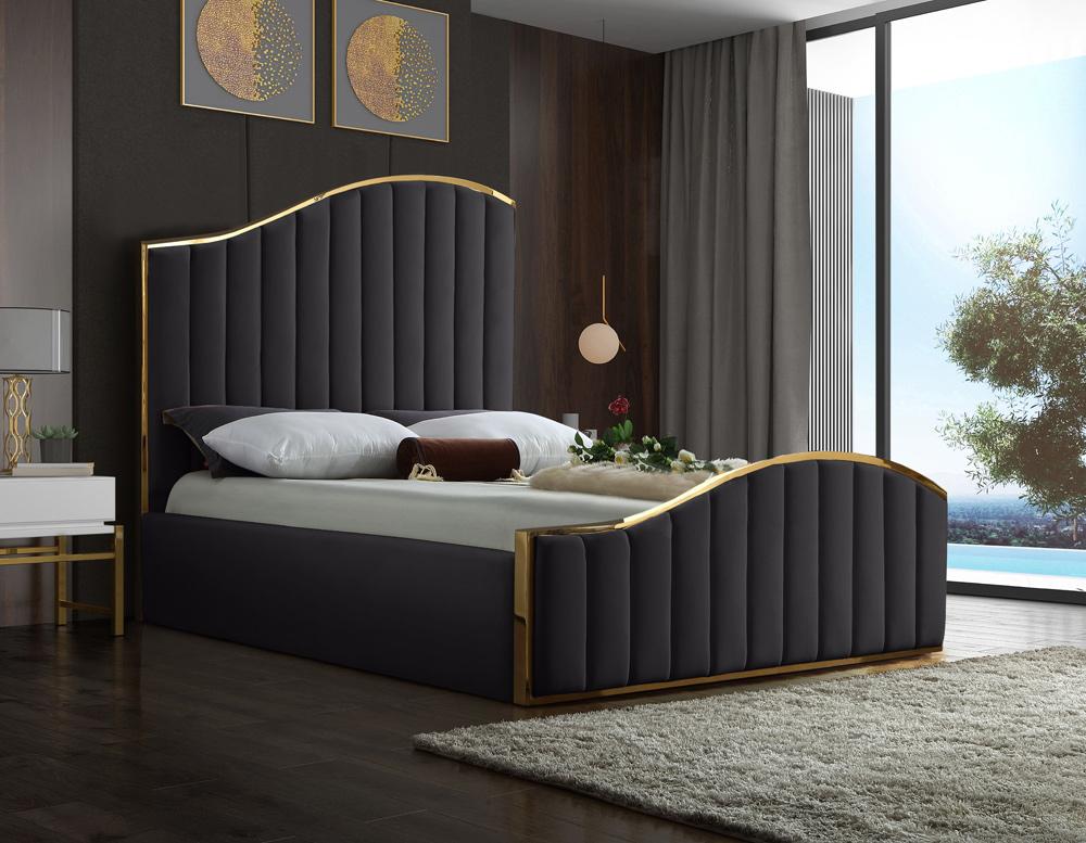 Meridian Furniture - Jolie Grey Velvet King Bed - JolieGrey-K veiw 2